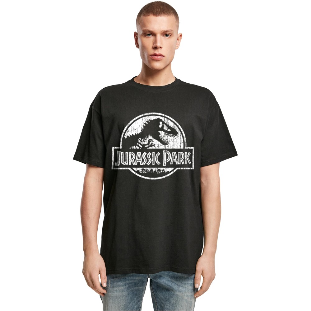 Merchcode Jurassic Park - Distressed Logo Oversize Tshirt Homme - Noir